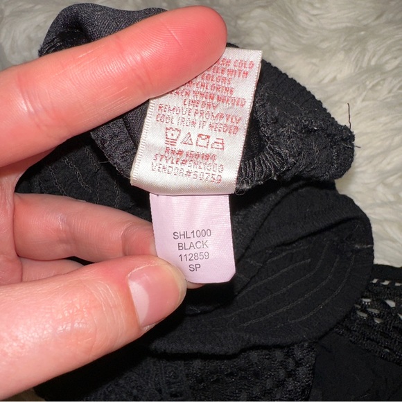 Willow & Root / Buckle | Mesh Tank Top Crop Lace Crochet Off Shoulder Black - Picture 11 of 14